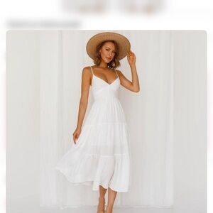 Hello Molly White Midi Dress